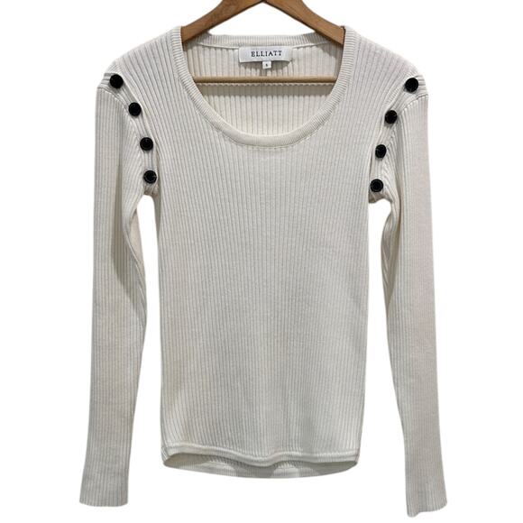 Elliatt Roam White Knit Button Sweater - Picture 5 of 7